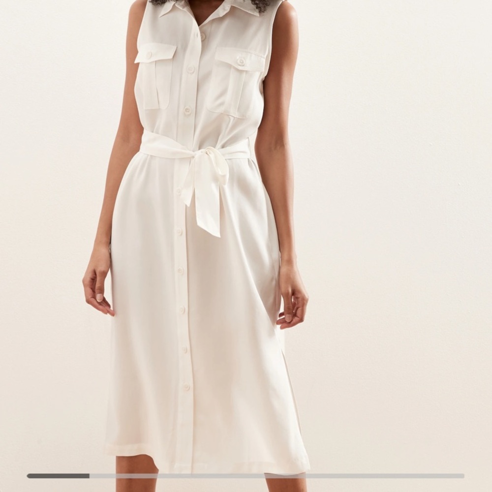 Banana Republic Long White Trench Shirtdress